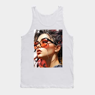 Futuristic Cyberpunk Girl Art Tank Top